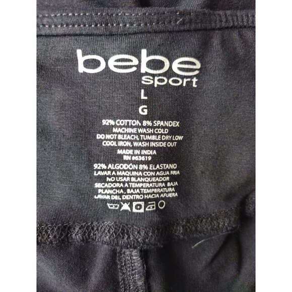Bebe Sport Women's Black Yoga Pants L, of cotton and spandex, wide leg, NWT - Picture 5 of 10